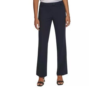 Calvin Klein Womens 12 Black Pants Modern Tapered Leg Fit Short Office‎ NWT